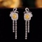 14k Gold 1.26 Ctw Natural Yellow Diamond & Diamond Earrings