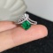 14k Gold 1.06 Ct Vivid Green Natural Emerald & Diamond Ring