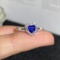 14k Gold 0.99 Ctw Vivid Blue Natural Sapphire & Diamond & Cocktail Ring