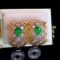 14k Gold 0.76 Ctw Vivid Green Natural Emerald & Diamond Earrings