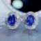 14k Gold 3.40 Ctw Natural Sapphire & Diamond Earrings