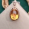 14k Gold 12.93 Ctw Natural Citrine & Diamond Pendant