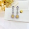 14k Gold 0.80 Ctw Natural Yellow Diamond & Diamond Earrings