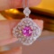 14k Gold 1.64 Ctw Natural Padparadscha Sapphire & Diamond Pendant