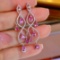 14k Gold 3.08 Ctw Natural Padparadscha Sapphire & Diamond Earrings