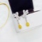 14k Gold 1.14 Ctw Natural Yellow Diamond & Diamond Earrings
