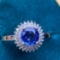14k Gold 1.10 Ct Vivid Blue Natural Sapphire & Diamond Ring