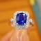 14k Gold 3.55 Ctw Natural Sapphire & Diamond Ring