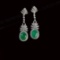 14k Gold 2.60 Ct Vivid Green Natural Emerald & Diamond Earrings