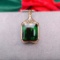 14k Gold 15.10 Ct Natural Tourmaline & Diamond Pendant