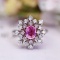 14k Gold 1.06 Ctw Natural Padparadscha Sapphire & Diamond Ring