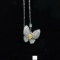 14k Gold 0.15 Ct Natural Yellow Diamond & Diamond & Butterfly Necklace