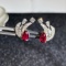 14k Gold 3.04 Ctw Natural Ruby & Diamond Earrings