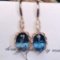 14k Gold 9.29 Ctw Natural Topaz & Diamond Earrings