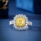 14k Gold 2.00 Ctw Natural Yellow Diamond & Diamond Ring