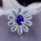 14k Gold 1.52 Ctw Natural Sapphire & Diamond & Flowers Ring/pendant