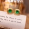 14k Gold 2.46 Ctw Vivid Green Natural Emerald & Diamond Earrings