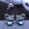 14k Gold 1.55 Ctw Natural Aquamarine & Diamond Earrings