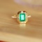 14k Gold 2.04 Ct Vivid Green Natural Emerald & Diamond Ring