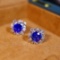 14k Gold 3.42 Ctw Natural Sapphire & Diamond Earrings