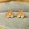14k Gold 0.52 Ctw Natural Yellow Diamond & Diamond Earrings