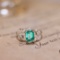 14k Gold 1.48 Ctw Vivid Green Natural Emerald & Diamond Ring