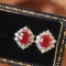 14k Gold 0.95 Ctw Natural Ruby & Diamond Earrings