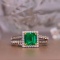 14k Gold 1.91 Ctw Vivid Green Natural Emerald & Diamond Ring
