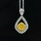 Gia Certified 14k Gold 0.47 Ct Natural Yellow Diamond & Diamond Pendant