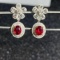 14k Gold 3.50 Ctw Natural Ruby & Diamond Earrings