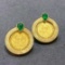14k Gold 0.65 Ct Vivid Green Natural Emerald & Solitaire Earrings