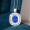14k Gold 2.82 Ctw Natural Sapphire & Diamond Necklace