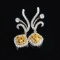 14k Gold 0.22 Ct Natural Yellow Diamond & Diamond Earrings