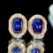14k Gold 2.61 Ctw Natural Sapphire & Diamond Earrings