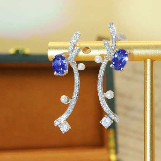 14k Gold 1.55 Ctw Natural Sapphire & Diamond Earrings
