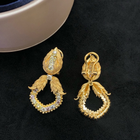 14k Gold 1.85 Ct Natural Color Diamond Earrings
