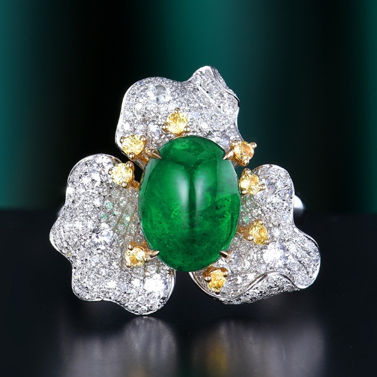 14k Gold 4.59 Ctw Vivid Green Natural Emerald & Diamond Ring/pendant