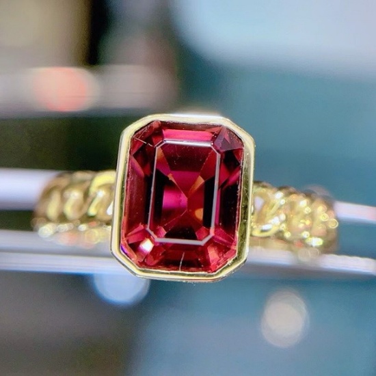 14k Gold 2.18 Ct Natural Tourmaline & Solitaire Ring