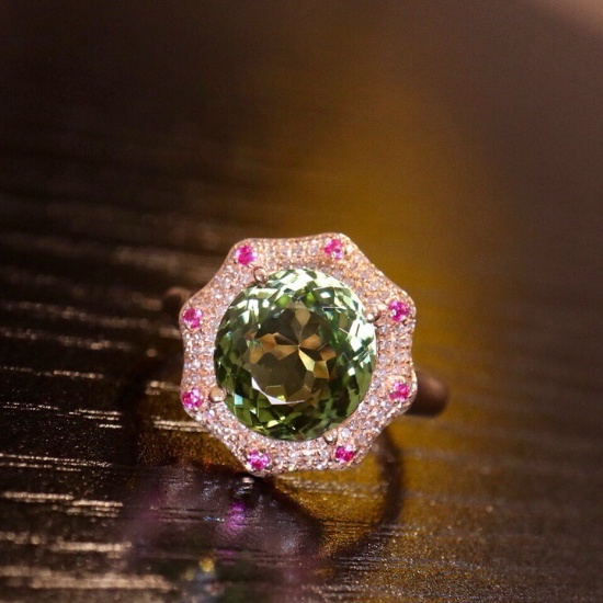 14k Gold 3.78 Ct Natural Tourmaline & Diamond Ring
