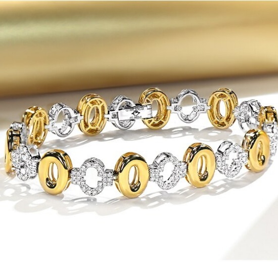 14k Gold 1 Ct Natural H Diamond & Eternity Band Bracelet