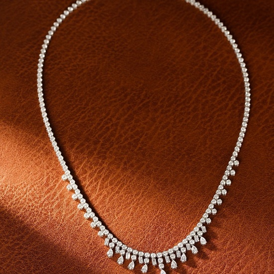 14k Gold 9.23 Ctw Natural H Diamond Necklace