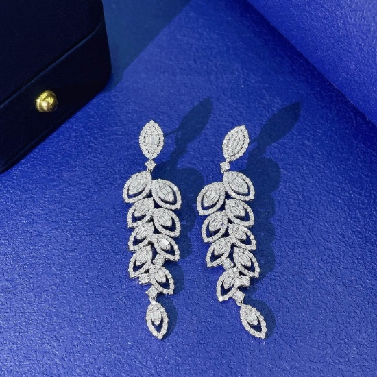 14k Gold 3.24 Ctw Natural H Diamond Earrings