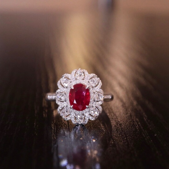 14k Gold 1.05 Ct Vivid Red Natural Ruby & Diamond Ring