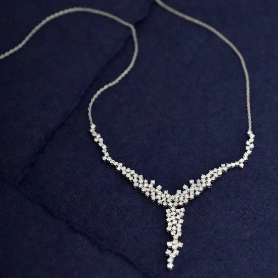 14k Gold 3.2 Ct Natural H Diamond Necklace