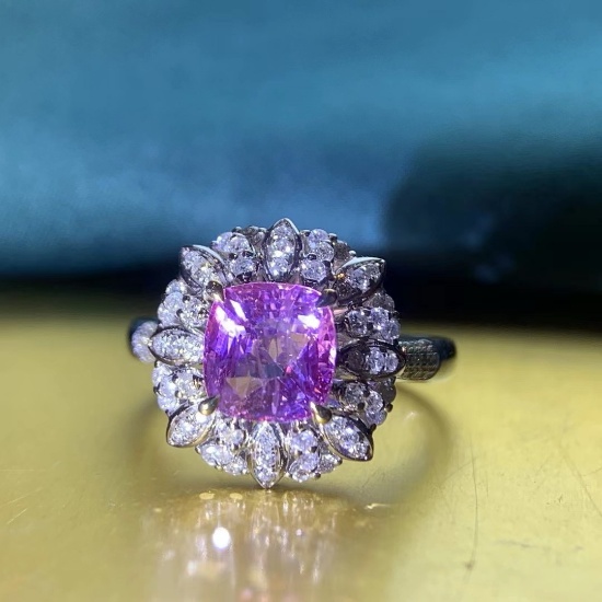 14k Gold 3.07 Ctw Natural Sapphire & Diamond Ring