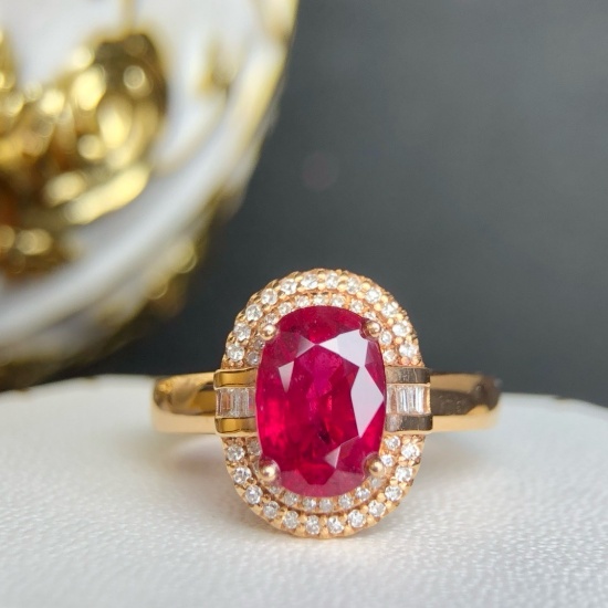 14k Gold 1.8 Ct Natural Tourmaline & Diamond Ring