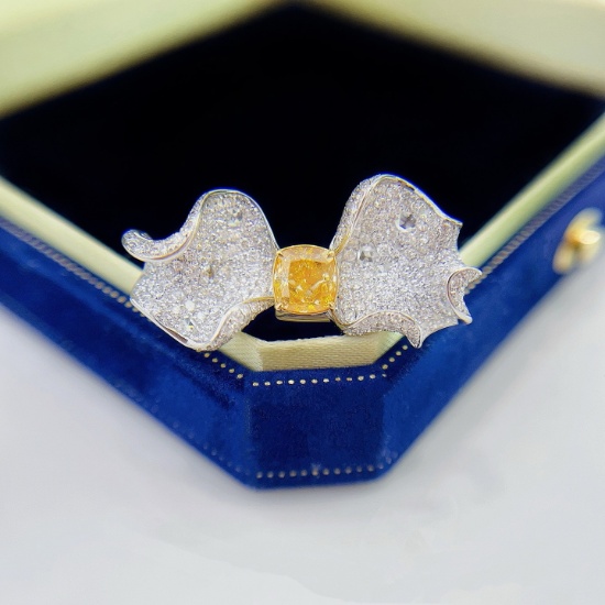14k Gold 2.36 Ctw Natural Yellow Diamond & Diamond Ring/brooch/pendant