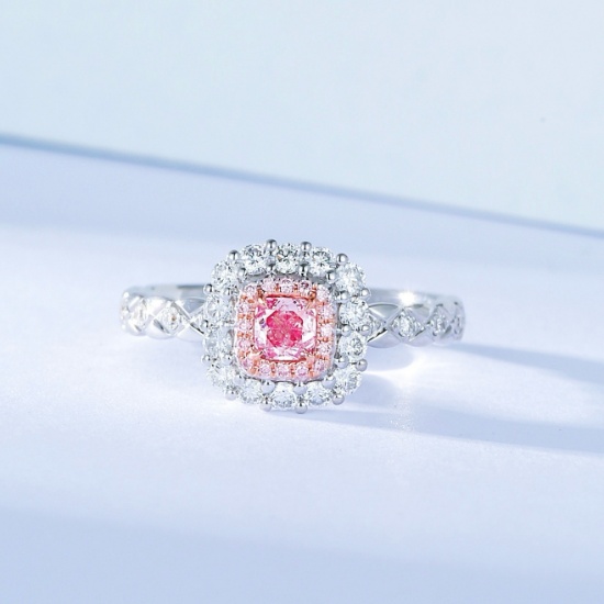 14k Gold 0.63 Ctw Natural Pink Diamond & Diamond Ring