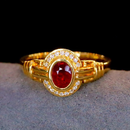 14k Gold 0.53 Ctw Natural Ruby & Diamond Ring