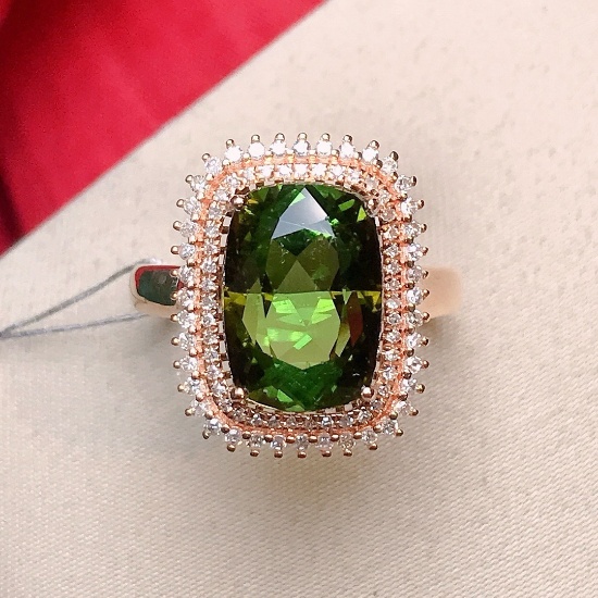 14k Gold 4.92 Ctw Natural Tourmaline & Diamond Ring